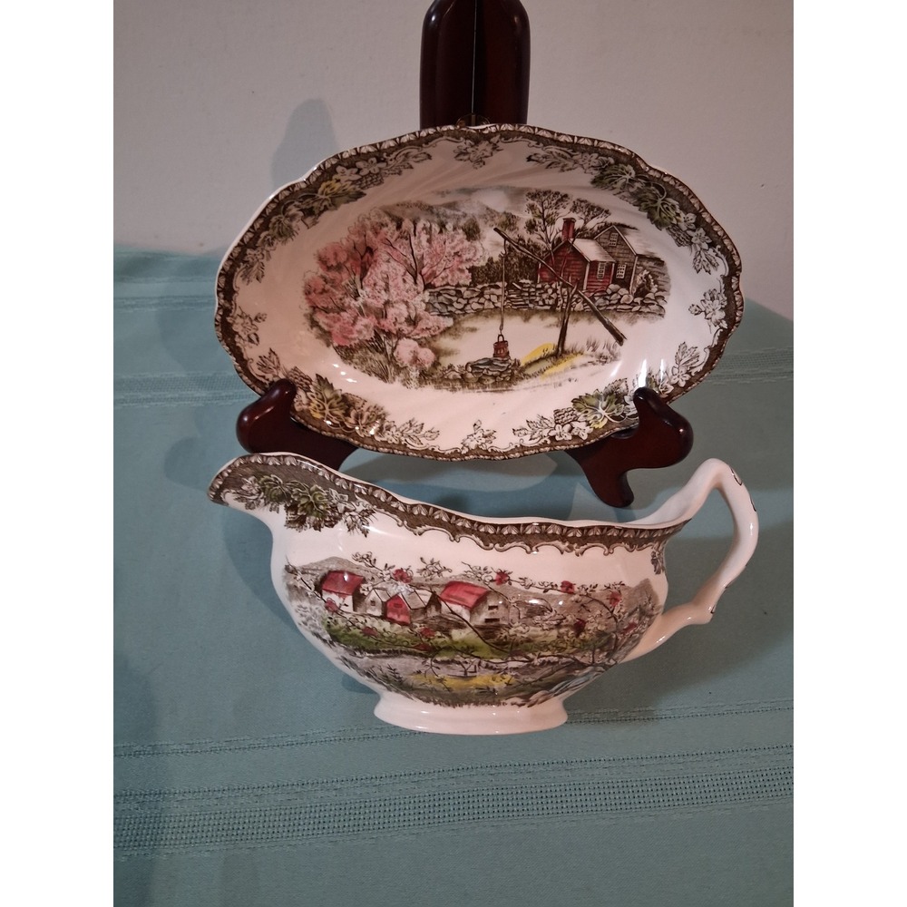 Johnson Brothers Friendly Village Gravy Boat and Underplate The Well England